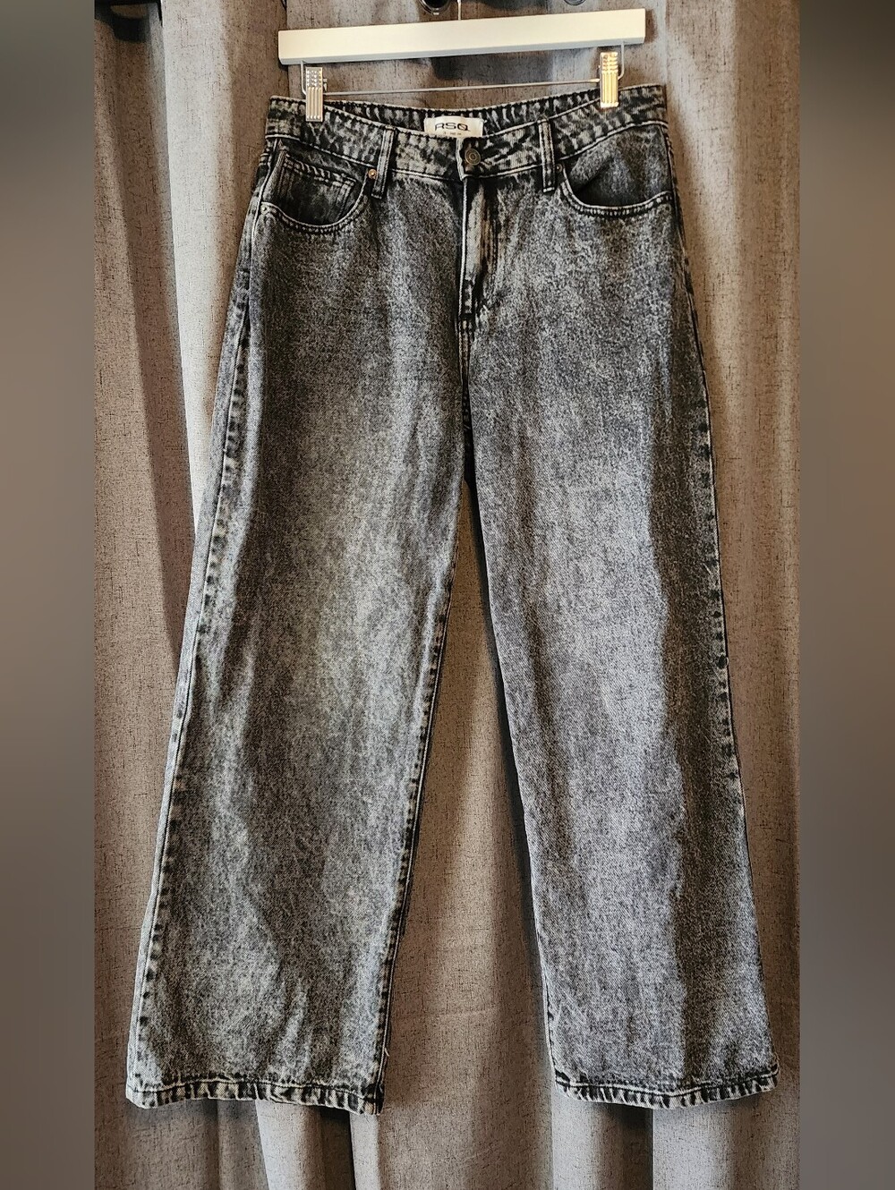RSQ Black Acid Wash Baggy Jeans Denim Size 28 x 29 Skater Grunge, Goth, Street